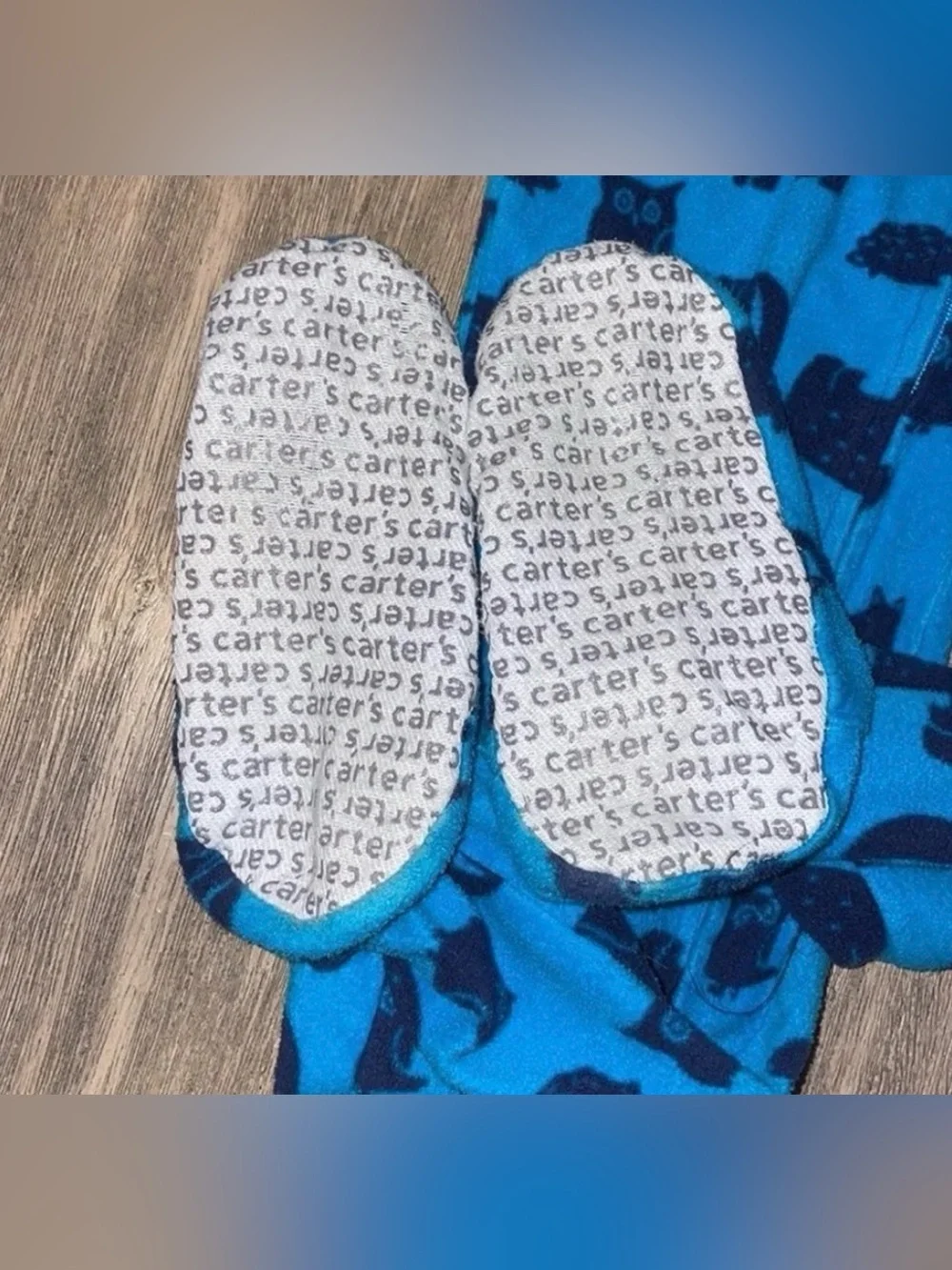 Carter's Bright Blue Animal Print Fleece Footie